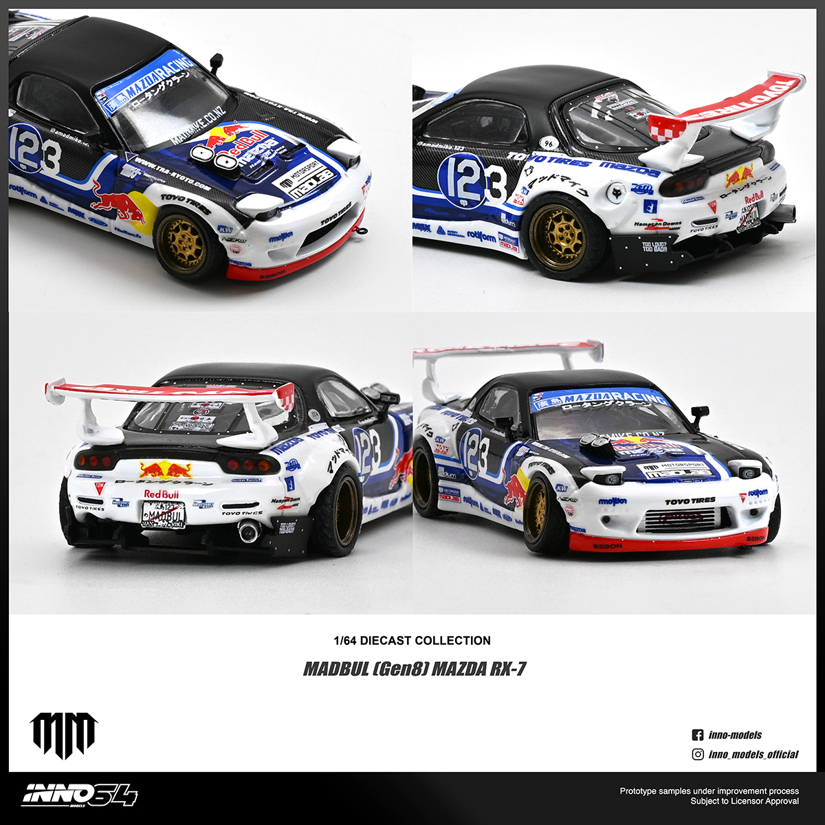 PRÉ-ORDER *** Mazda RX-7 Mad Mike MADBUL GEN8 1:64 INNO64
