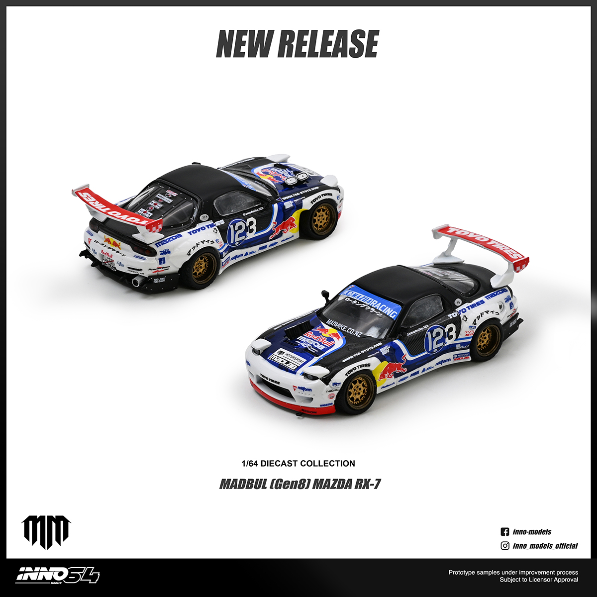 PRÉ-ORDER *** Mazda RX-7 Mad Mike MADBUL GEN8 1:64 INNO64