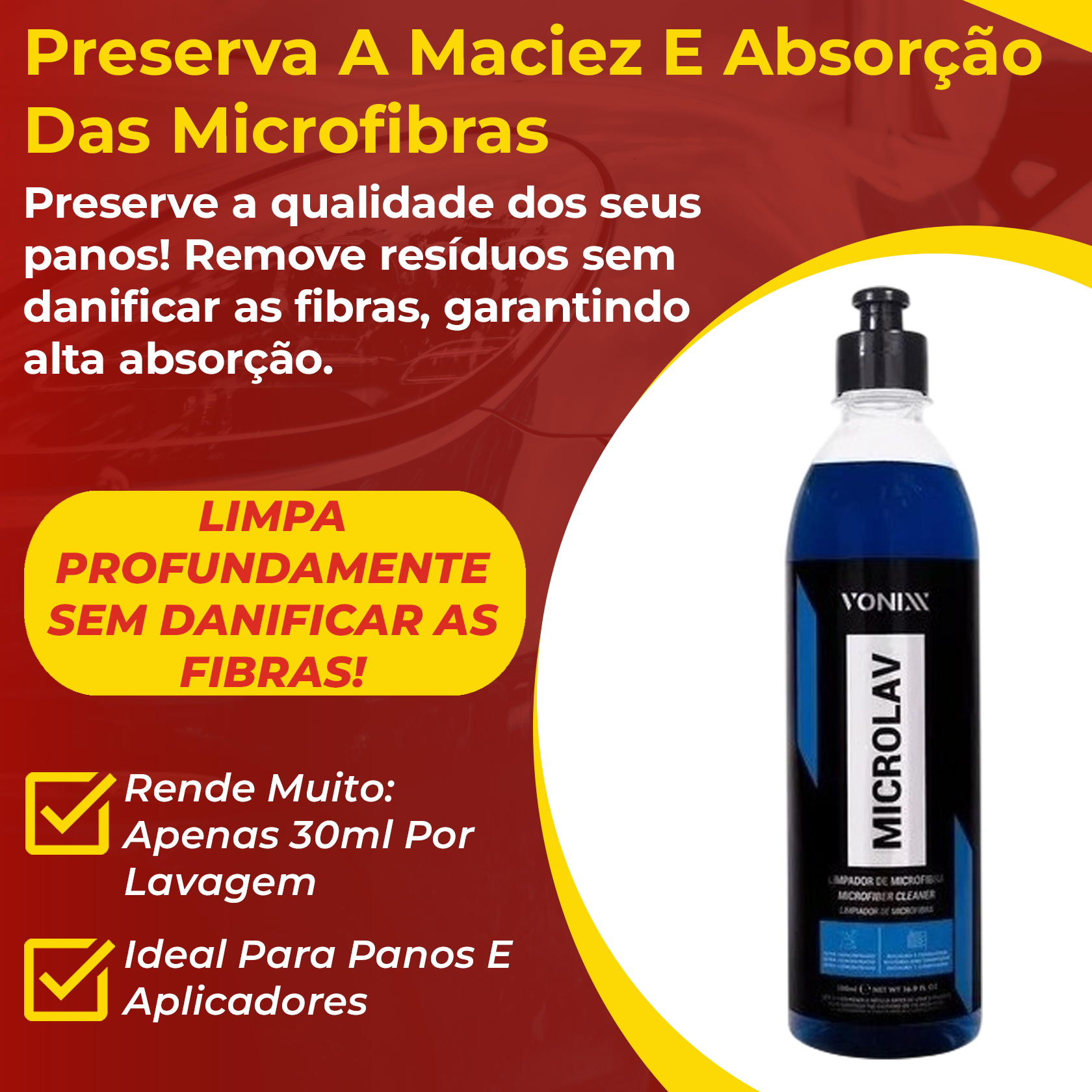Vonixx Lava Microfibras Microlav 500ml | Limpeza Eficiente e
