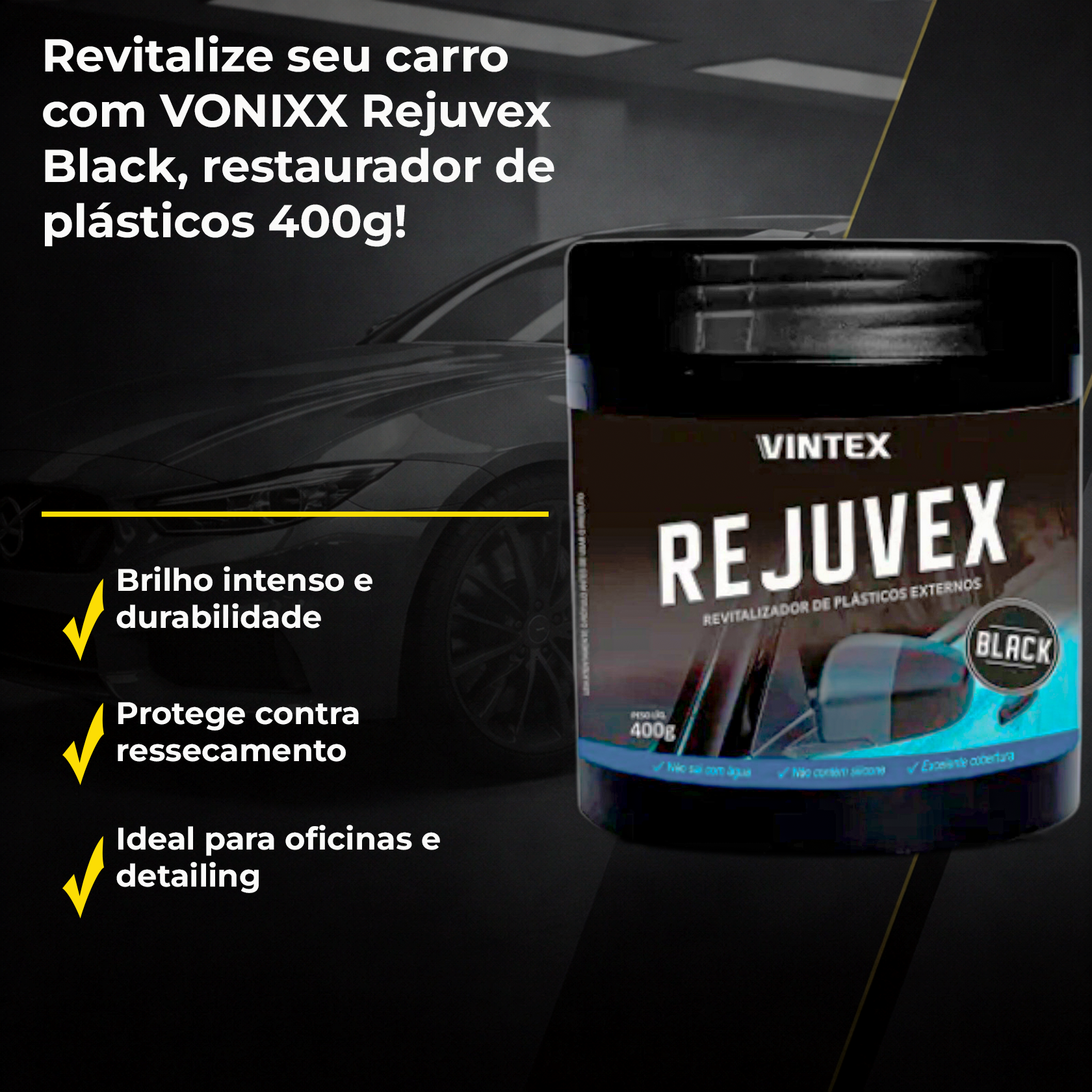 Vonixx Rejuvex Black Restaurador de Plásticos Externos 400g