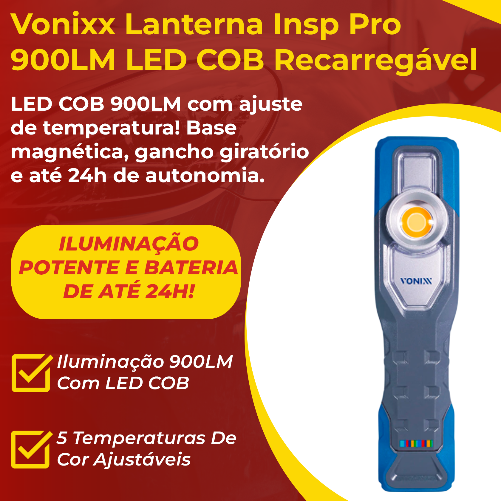 Vonixx Lanterna Inspeção Pro 900LM - VX900LM10W | Alta Precisão