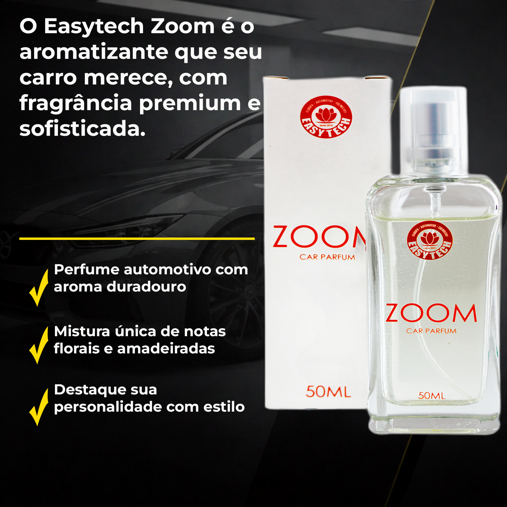 aroma♡ Aromatizante Automotivo Zoom 50ml Easytech | Amadeirado e Cítrico