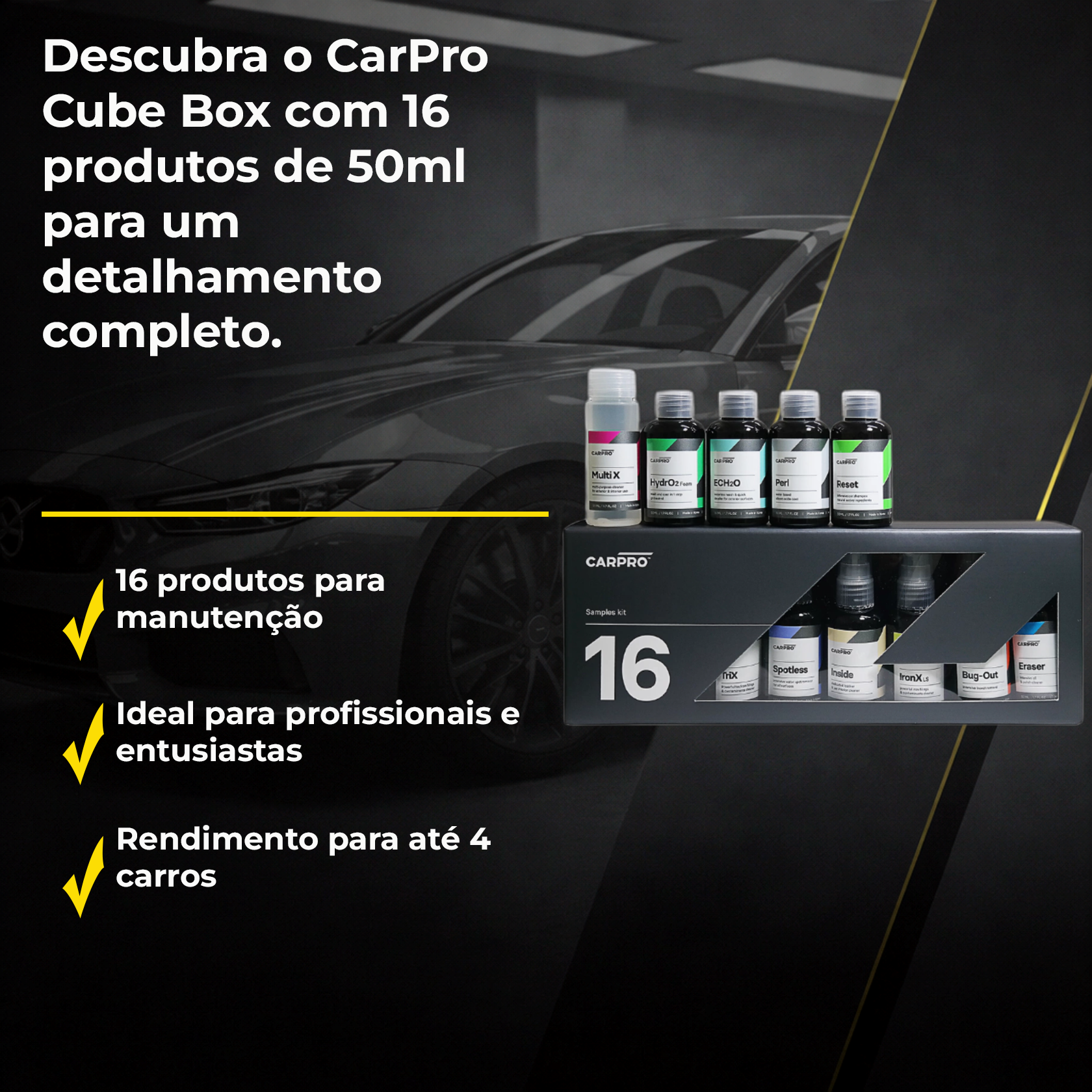 Cube Box Kit CarPro -16 Produtos Essenciais para Detalhamento