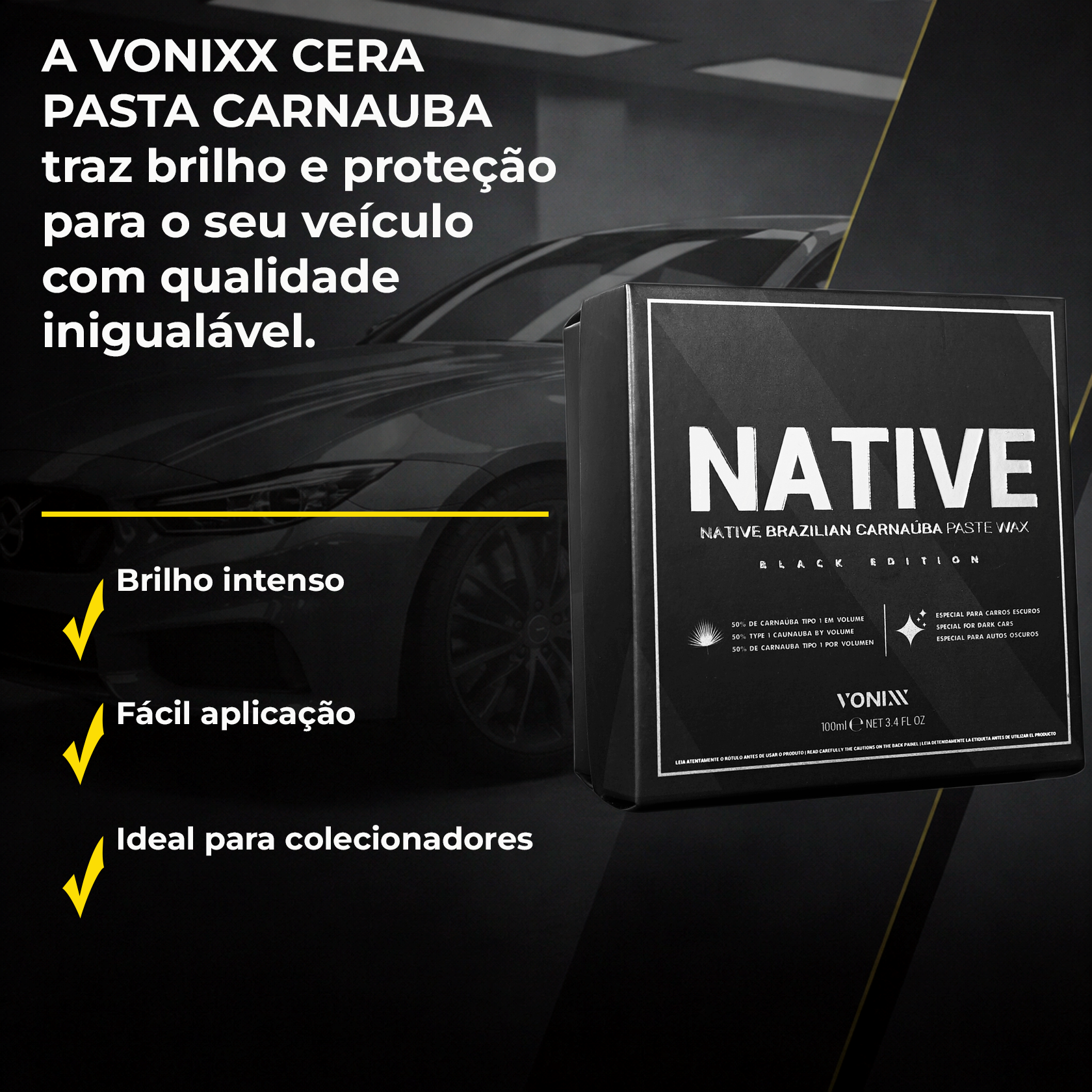 Vonixx Native Paste Wax 100ml| Cera de Carnaúba Premium e Brilho