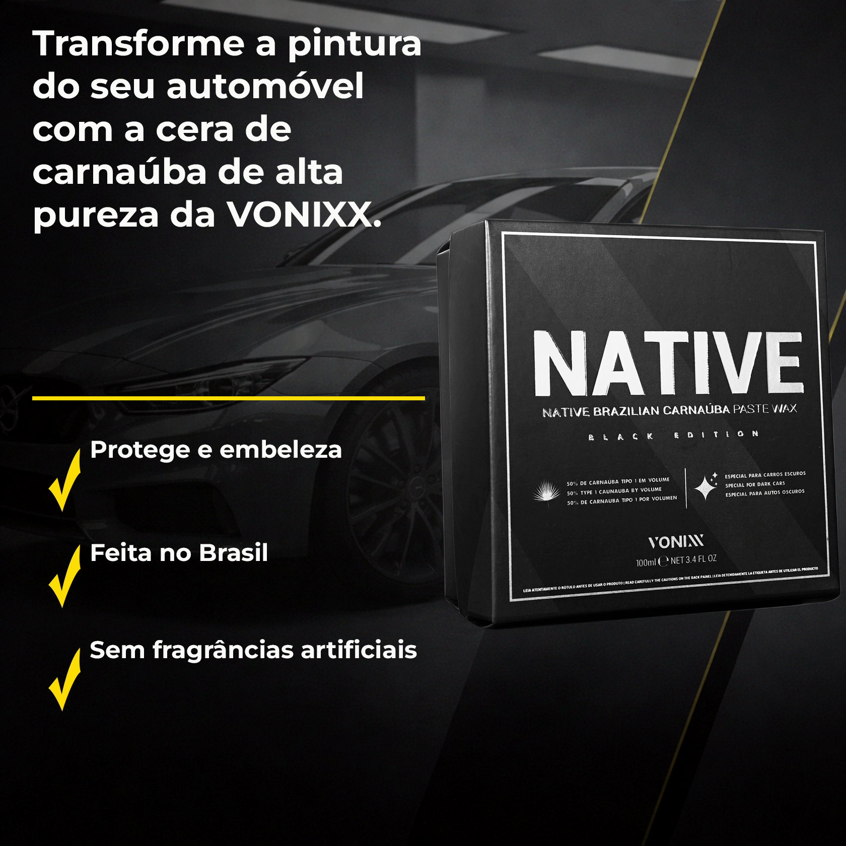 Vonixx Native Paste Wax 100ml| Cera de Carnaúba Premium e Brilho