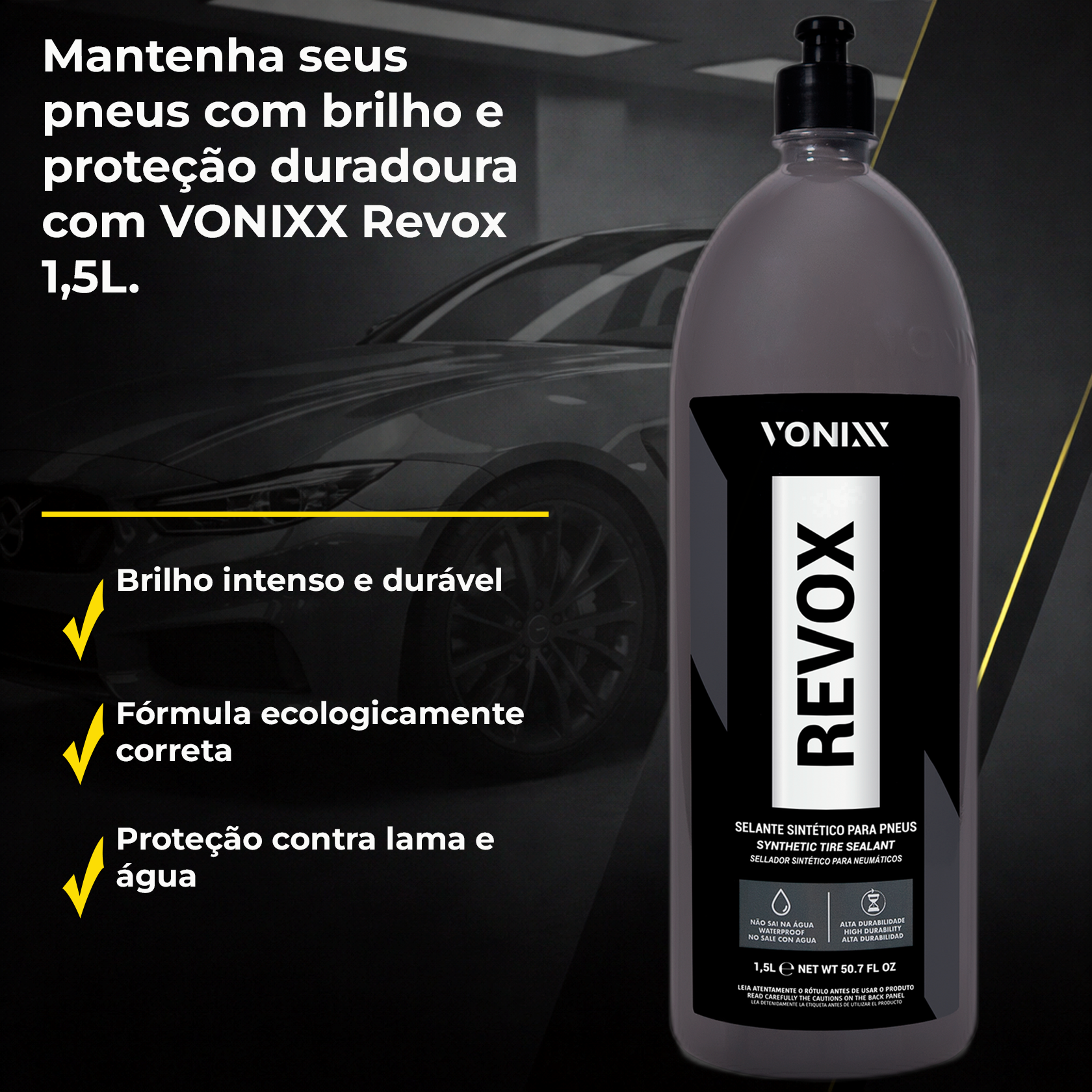 Vonixx Revox Selante para Pneus 1,5L | Brilho e Hidrorrepelência