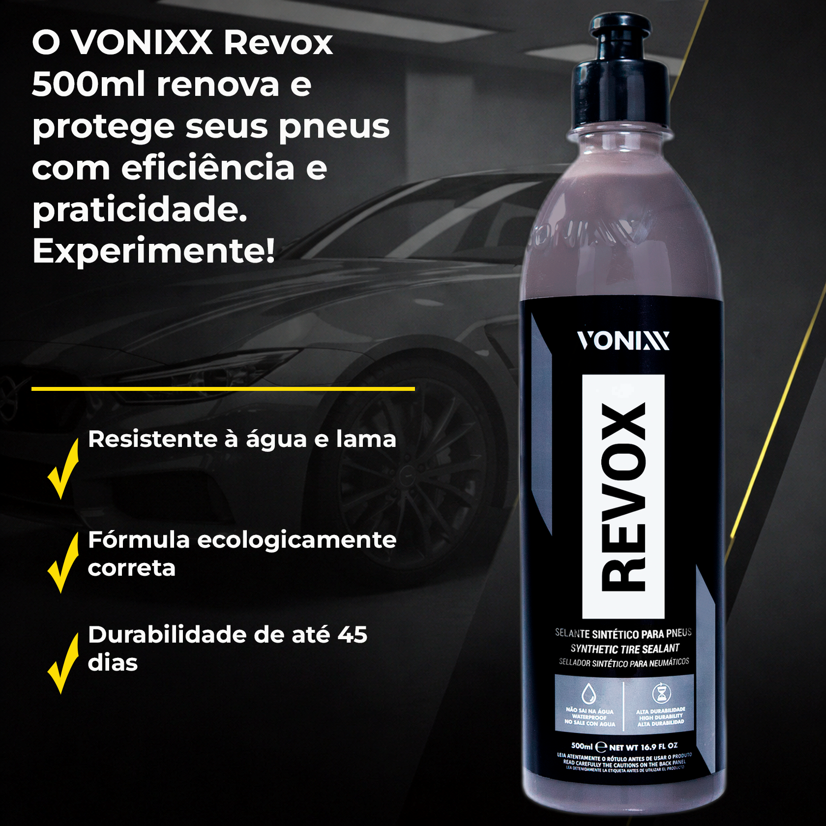 Vonixx Revox Selante para Pneus 500ml | Brilho e Longa Proteção
