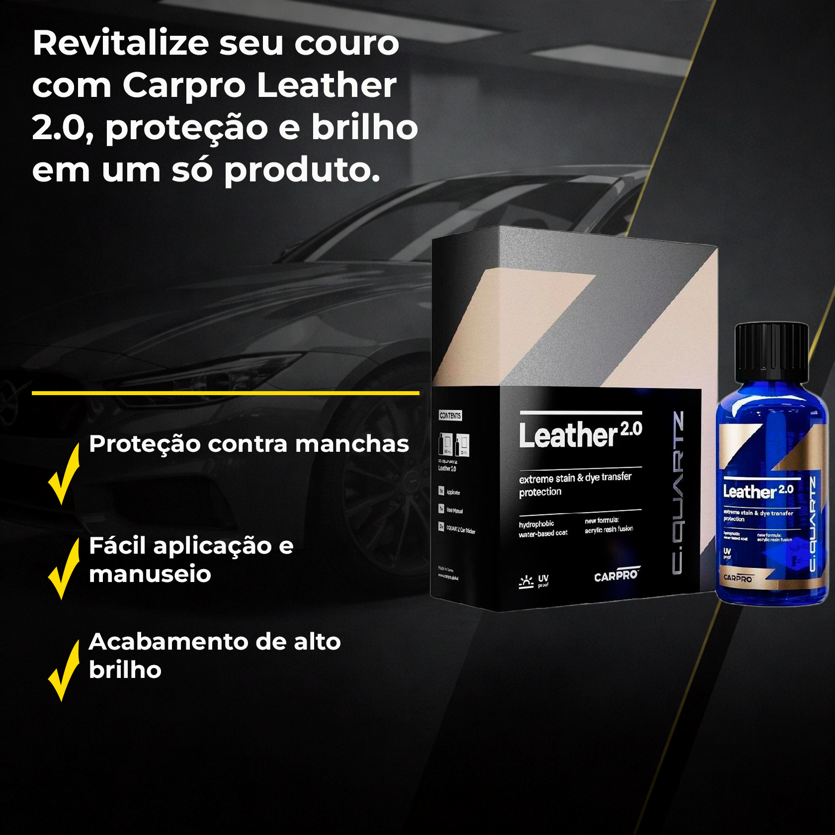 CQuartz Leather 2.0 & Vinyl CarPro 2.0 | Proteção para Couro e