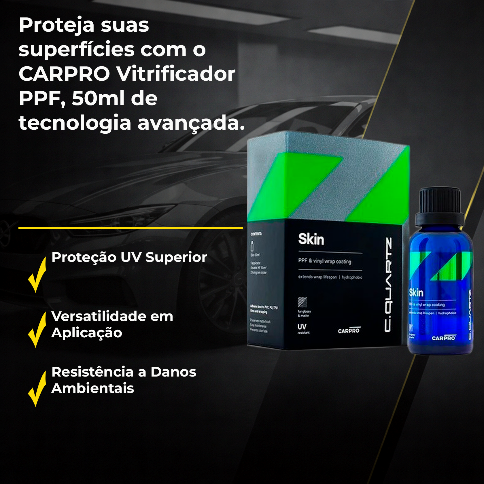 CQuartz SKIN CarPro 50ml | Nano-Revestimento para PPF e Vinil