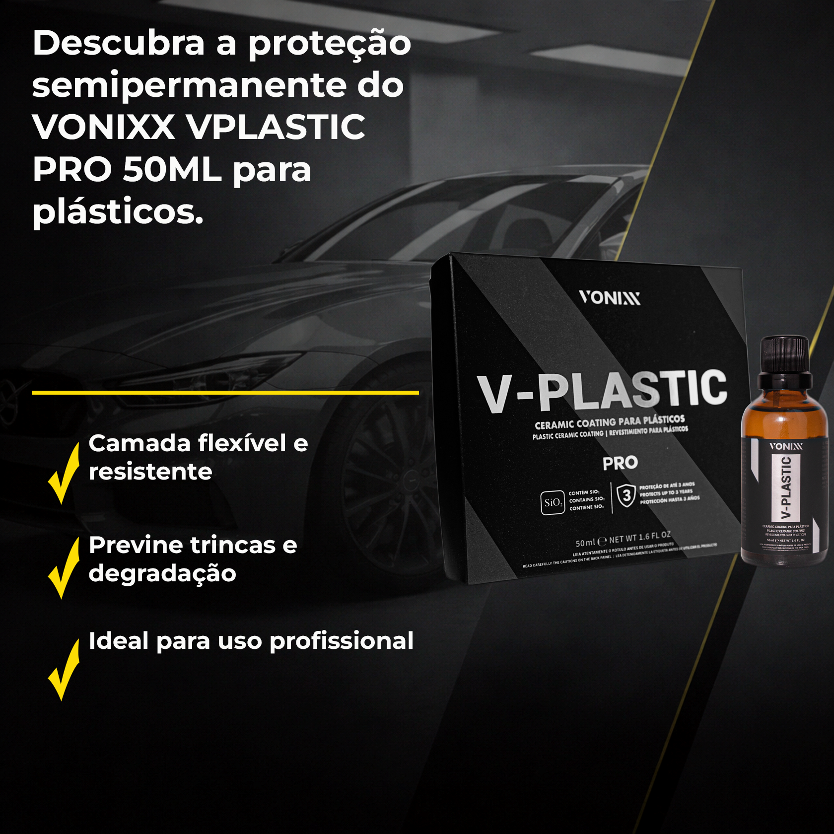 Vonixx V-Plastic Pro 50ml | Proteção de Plásticos até 3 Anos