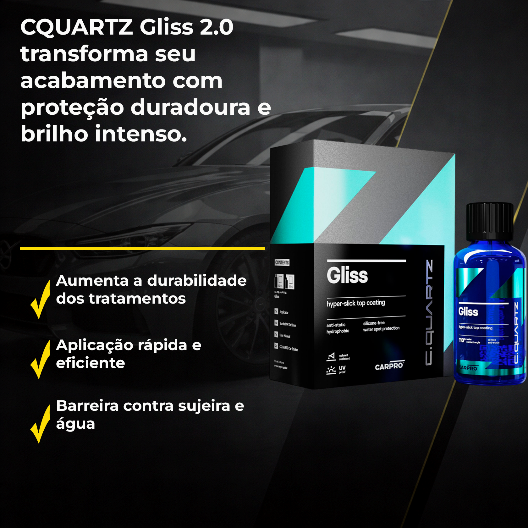 CarPro CQuartz Gliss - Vitrificador de Verniz | Revestimento
