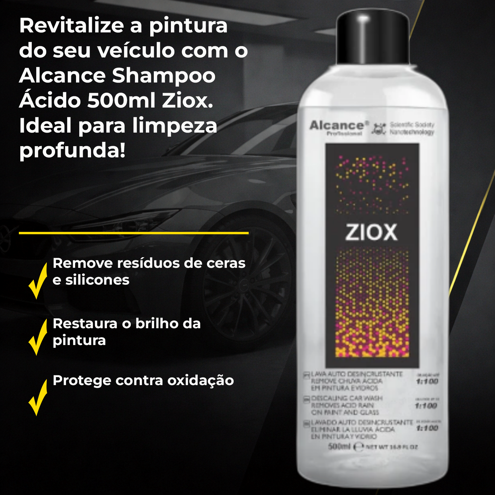 Alcance Shampoo Ácido Ziox+ 500ml | Produto Biodegradável