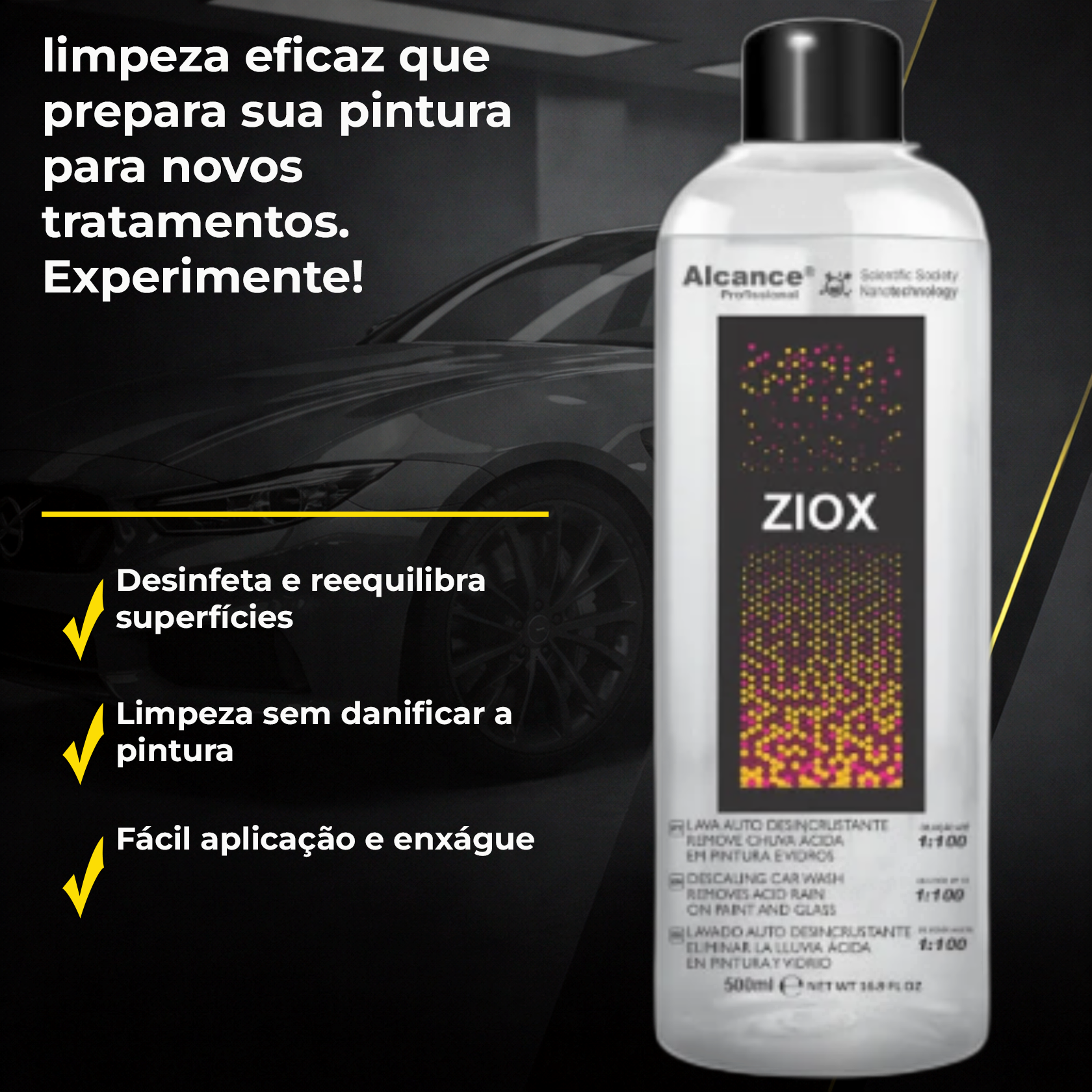 Shampoo Ácido Alcance Ziox+ | Limpeza Segura - PRODUTOS PARA
