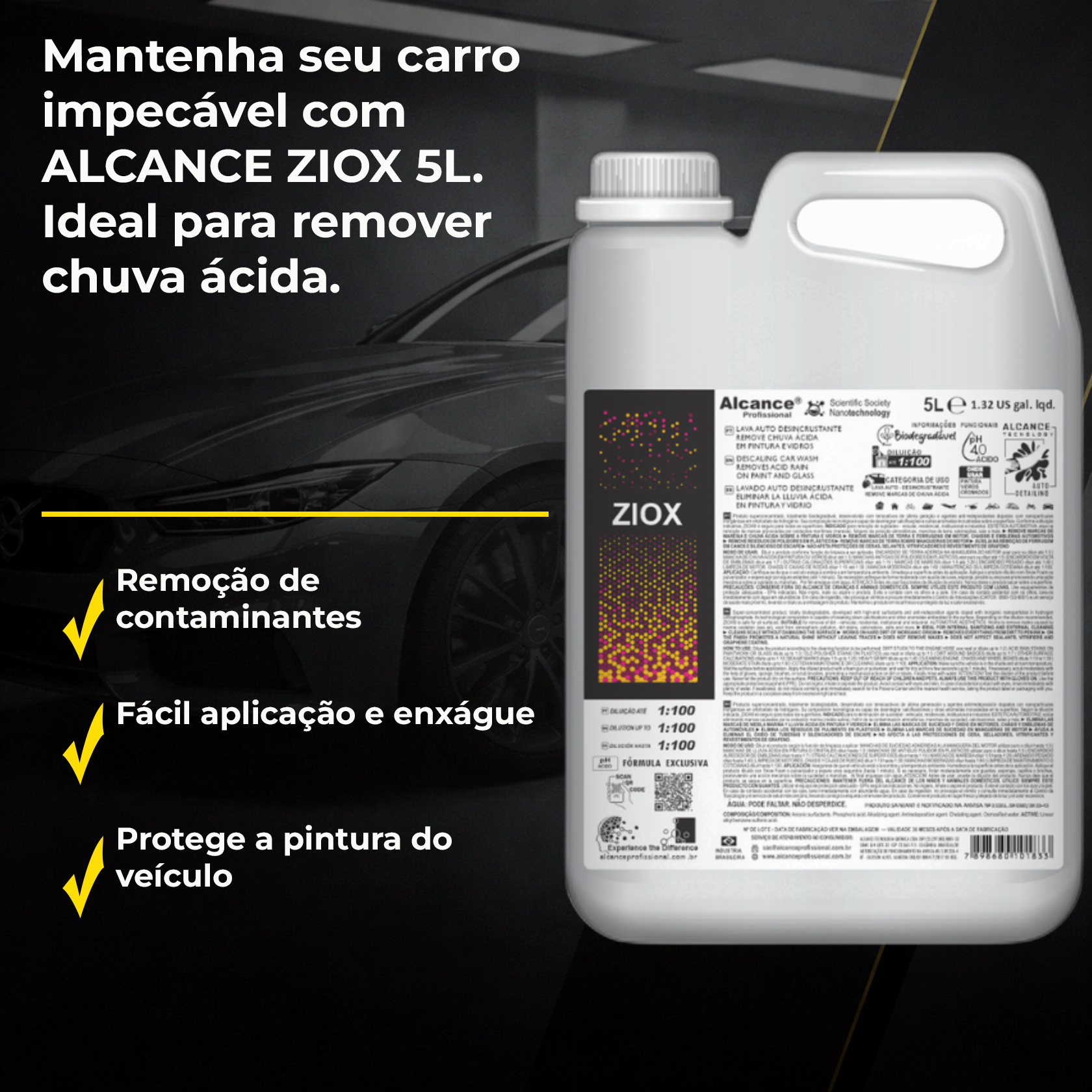 トリートメント ikasun Alcance Shampoo Ácido Ziox+ 5L | Produto Biodegradável | Limpeza