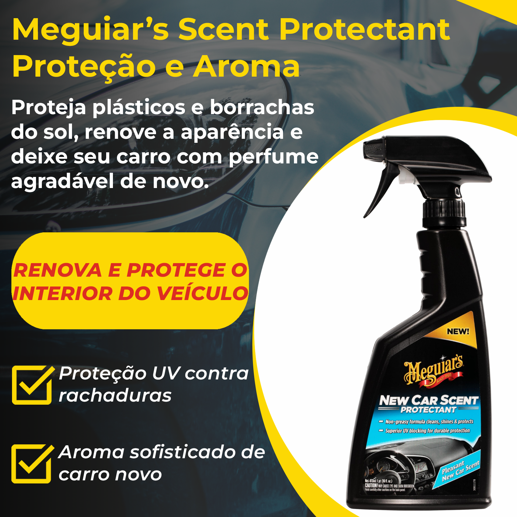 Spray New Car Scent Meguiar's 473ml Interno - PRODUTOS PARA