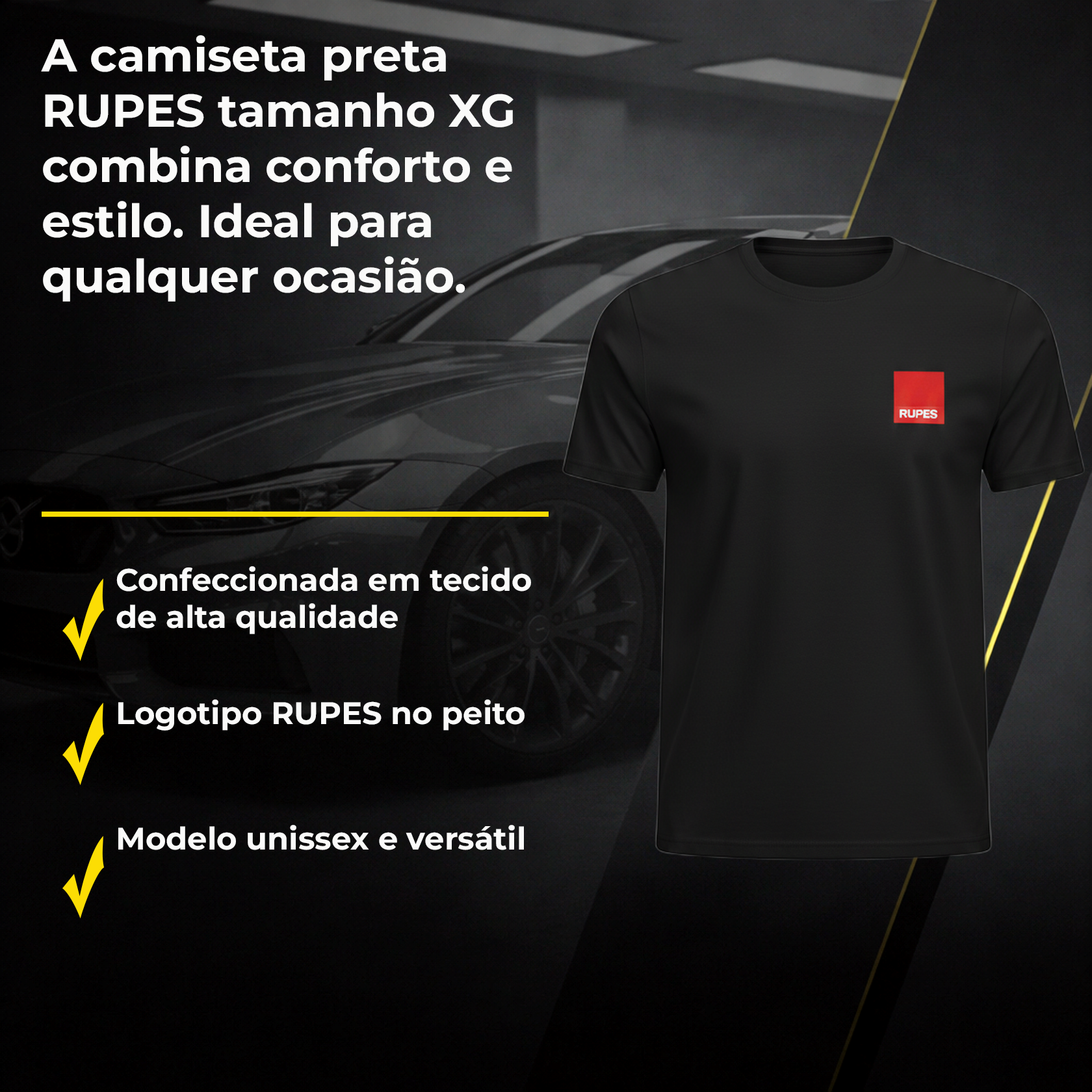 RUPES CAMISETA PRETA TAM XG 2025 REF:6896 - PRODUTOS PARA ESTÉTICA
