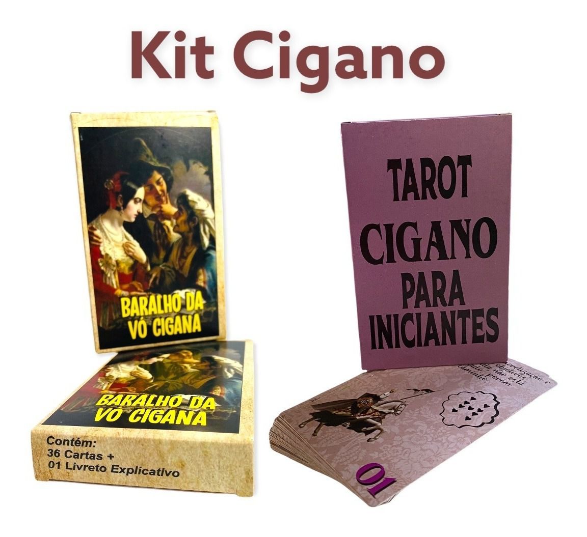 Kit Baralho Cigano 36 Cartas + Estojo + Athame + Toalha