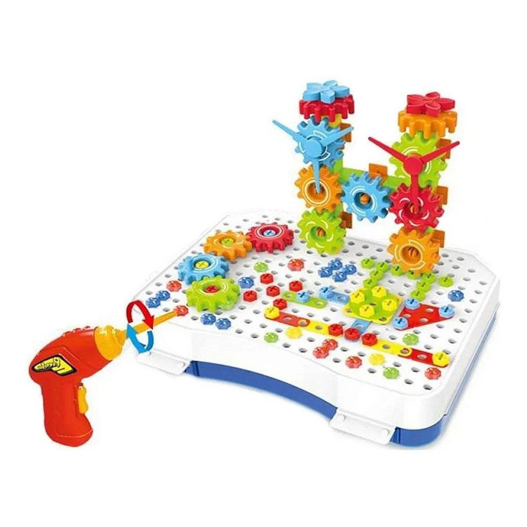 PUZZLE MAGIC PLATE 133 PEÇAS - BLOCO DE MONTAR INFANTIL EDUCATIVO  ENGRENAGENS, PARAFUSOS, FERRAMENTAS E CORRENTE PARA MONTAR DIVERTIDOS  FORMATOS EM BASE PLANA : : Brinquedos e Jogos