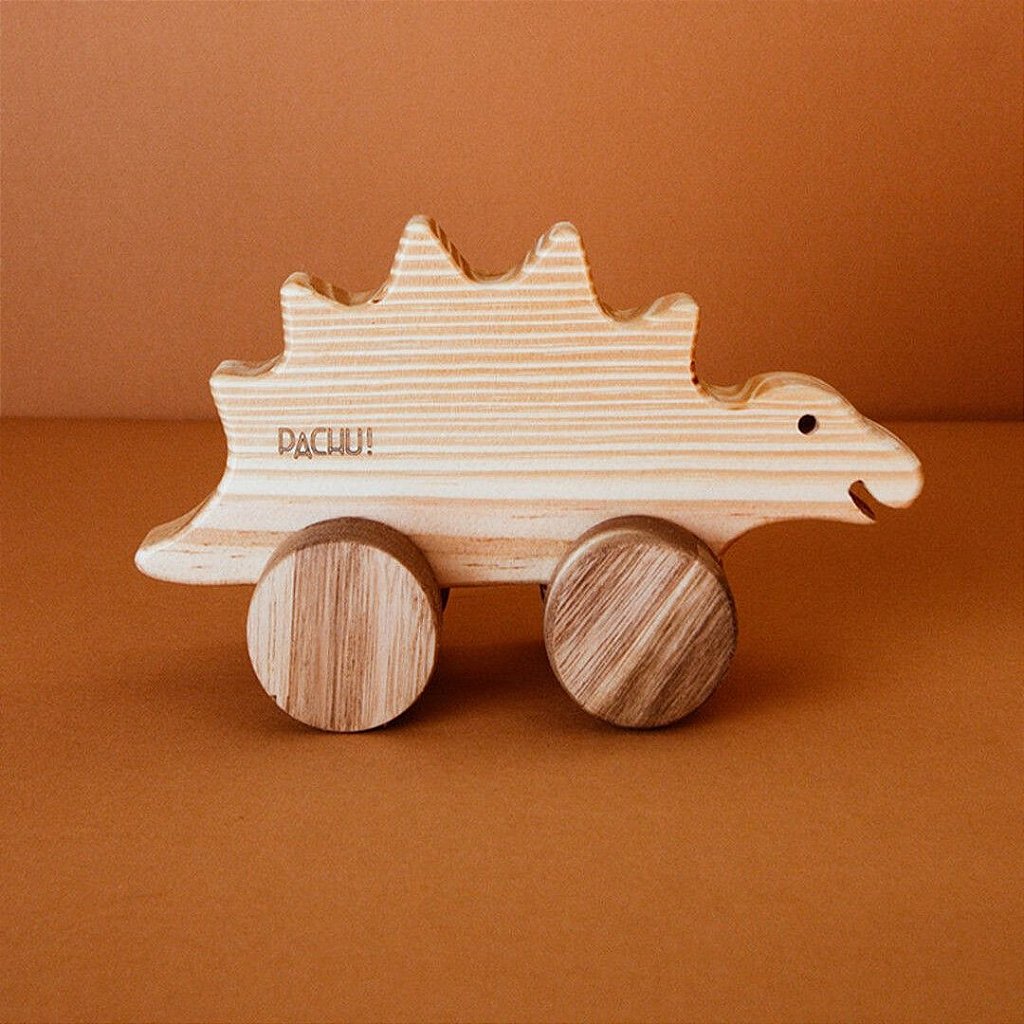 Carrinho Dinossauro Barney de Madeira - Pachu Design