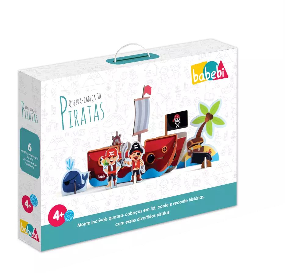 Quebra-Cabeça 3D Piratas em Madeira