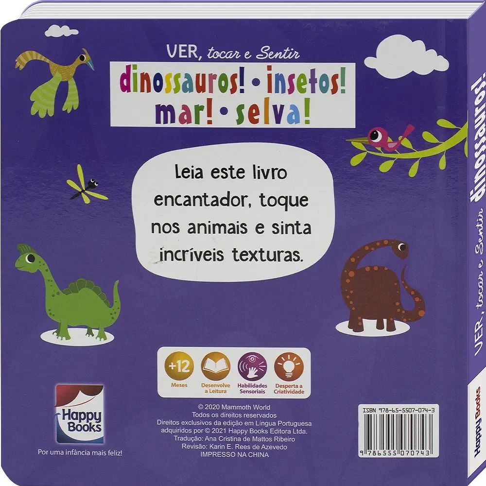 Livro Ver, tocar e Sentir: Dinossauros!