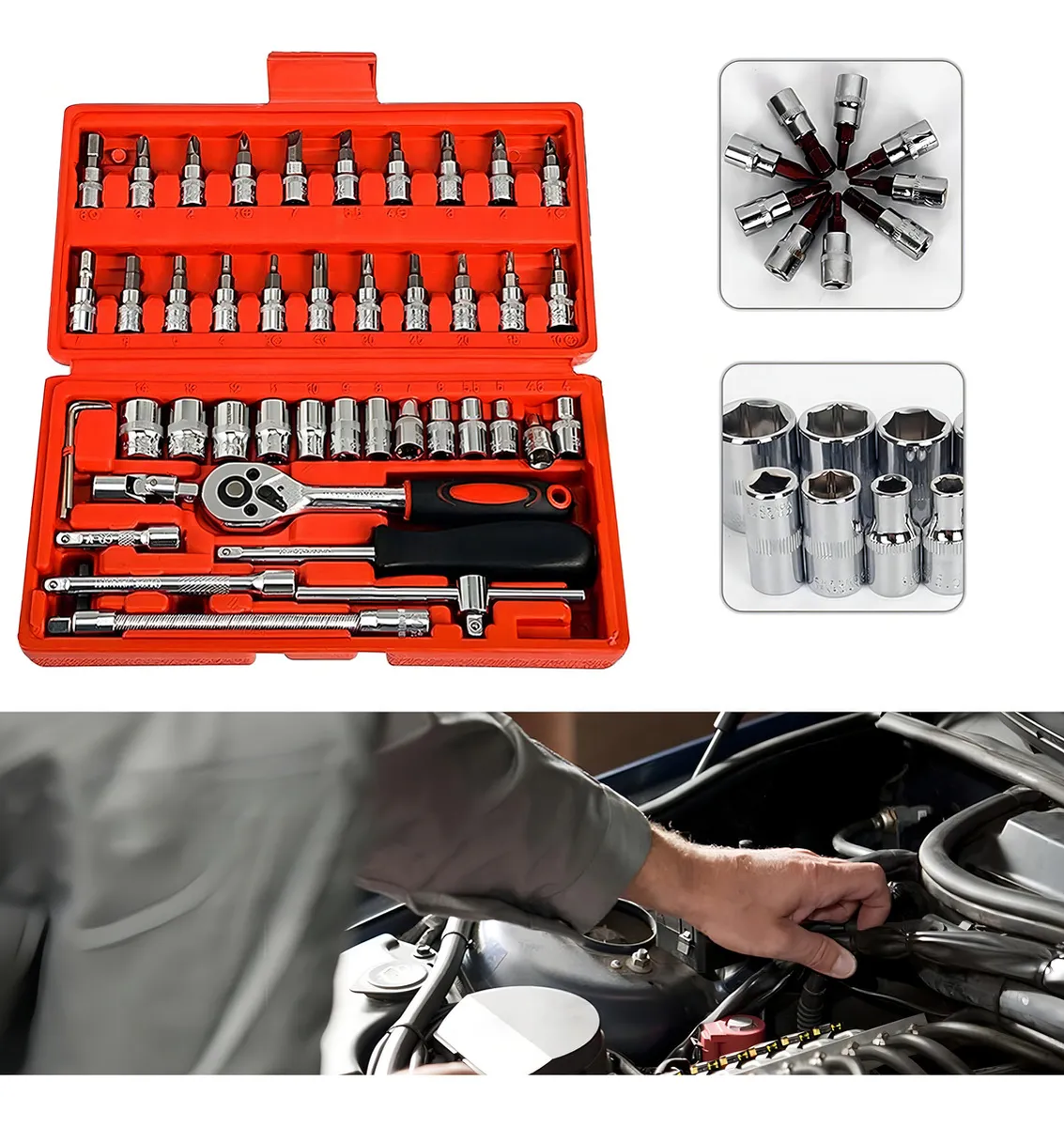 🛠️ Jogo de Ferramentas Multiuso 46 Peças com Maleta