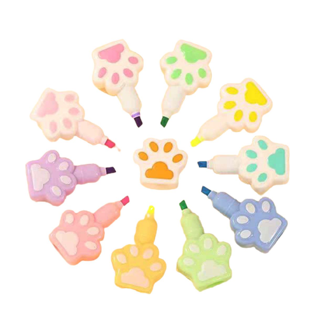 Kit Mini Marca Texto Patinha Gato Sosu 6 Cores Cat Kawaii, Material  Escolar