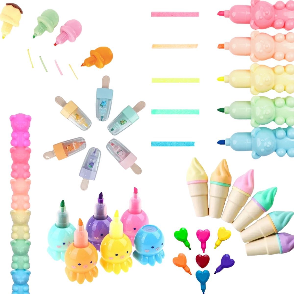 Caixa Kit Papelaria Fofa 10 Itens Kawaii Divertidos - Papelaria Duas Meninas