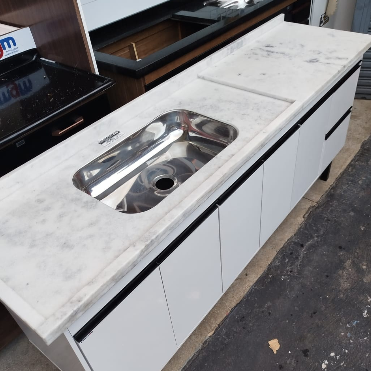 Pia de Cozinha Mármore Branco para Cooktop 2,00x54 - ReformAqui ...