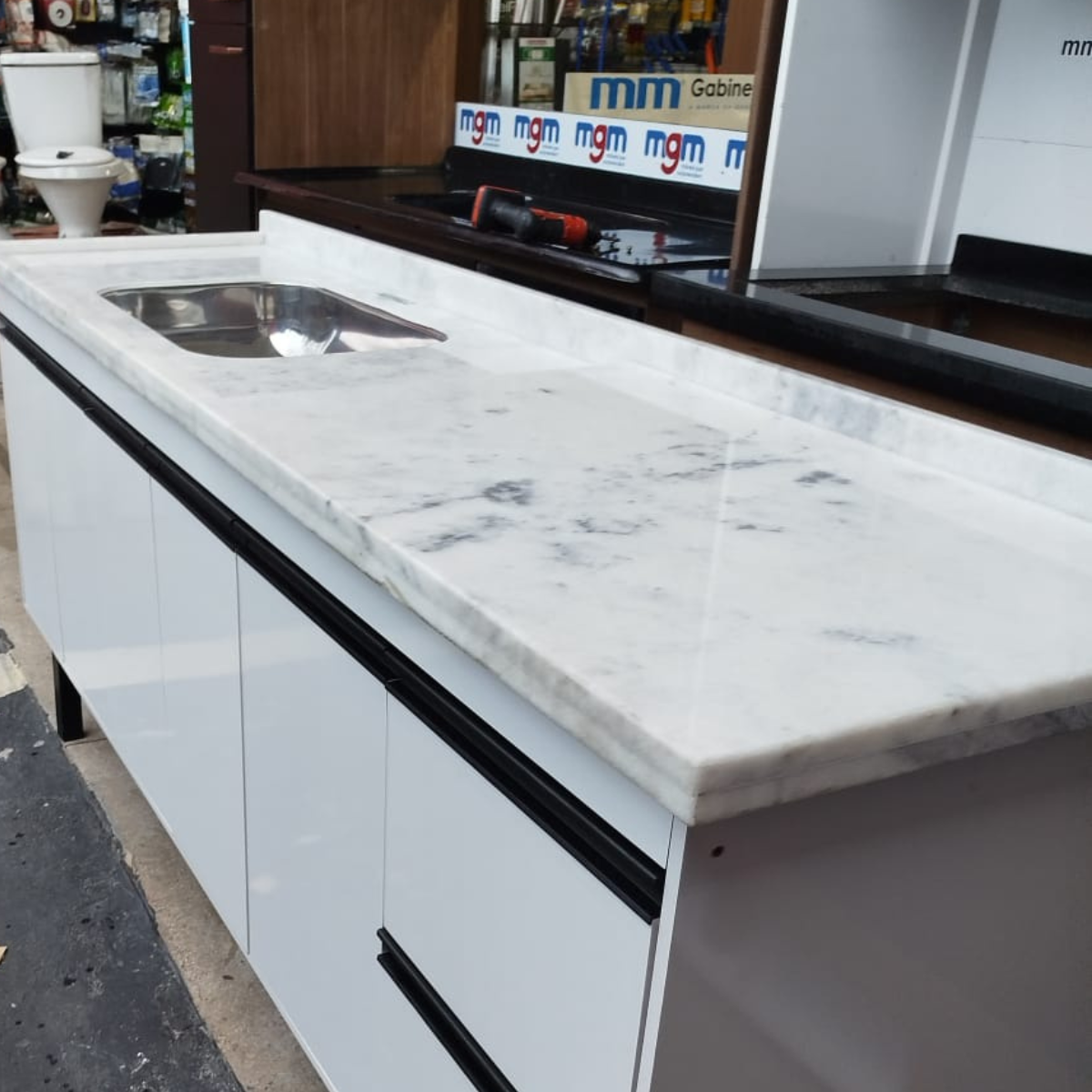 Pia de Cozinha Mármore Branco para Cooktop 2,00x54 - ReformAqui ...
