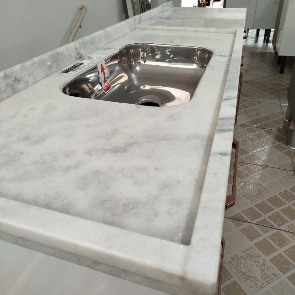 Pia de Cozinha Mármore Branco para Cooktop 2,00x54 - ReformAqui ...