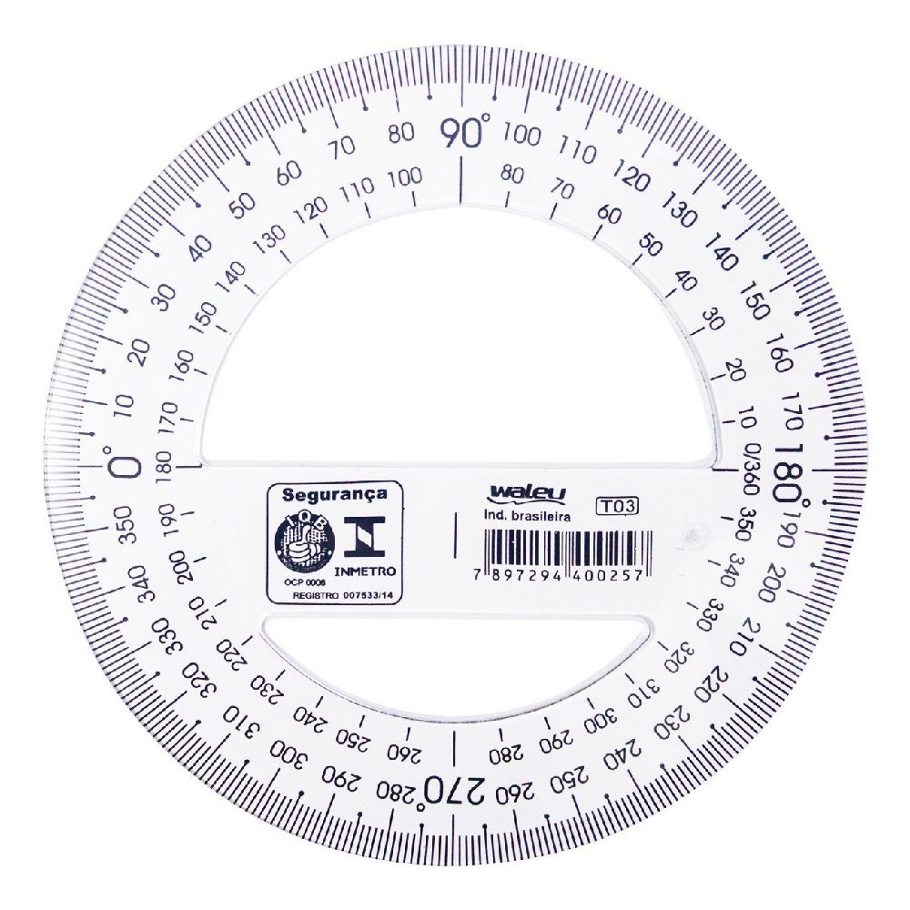 Transferidor 360 Grau Cristal Acrimet - Pacote com 10 Unidades