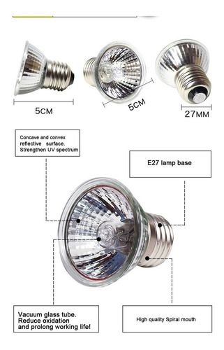 Kit Lampada Riscaldante Per Tartarughe Con 3 Lampadine UVA/UVB E Morsetto Regolabile 360°