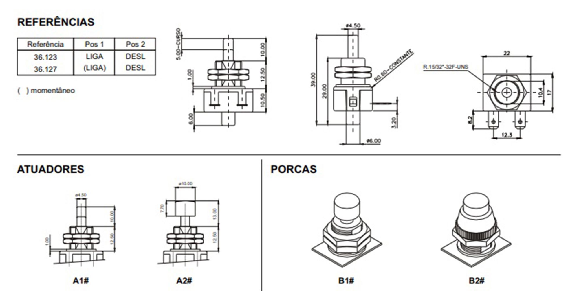 Chave Pushbutton Liga/desl. Botão 10a Margirius - A Instaladora