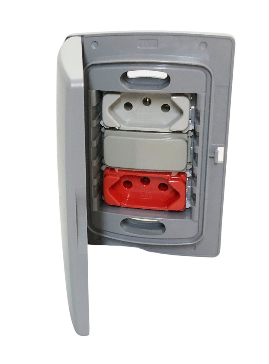 Tomada dupla 2P+T 10-20 VM Weg Composé Cinza externo c/tampa - A