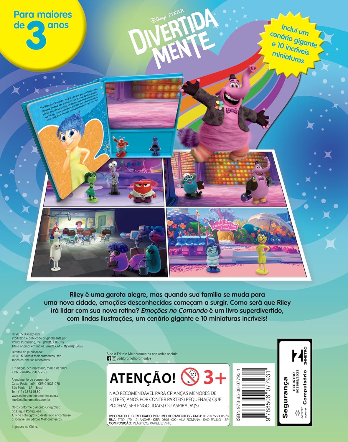 Livro com Miniaturas: Divertidamente Emoções no Comando