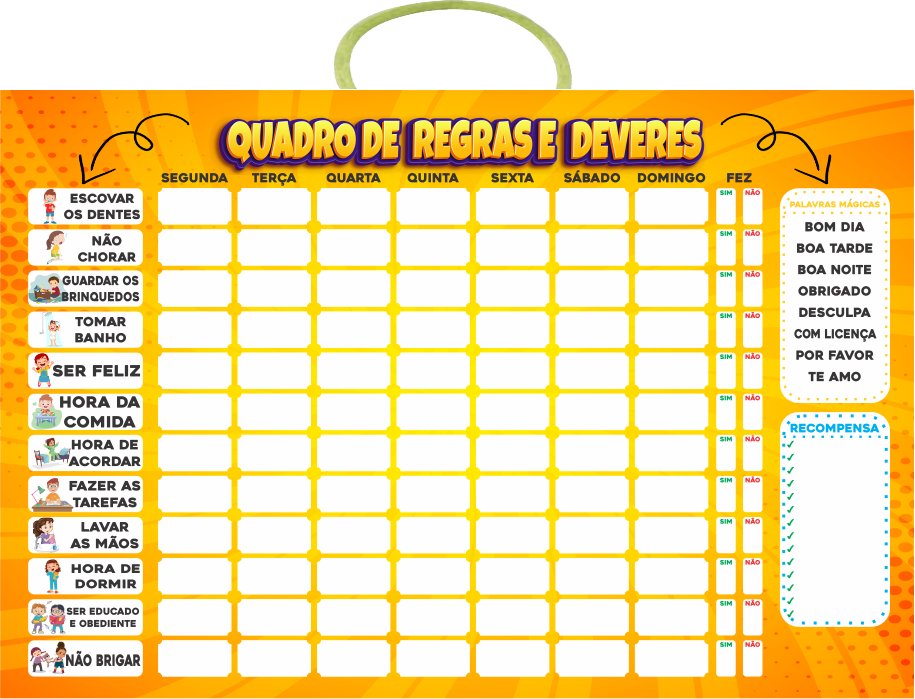 Quadro de Regras e Deveres Amarelo MDF MUR011 - Paper Toy - Alternativa ...