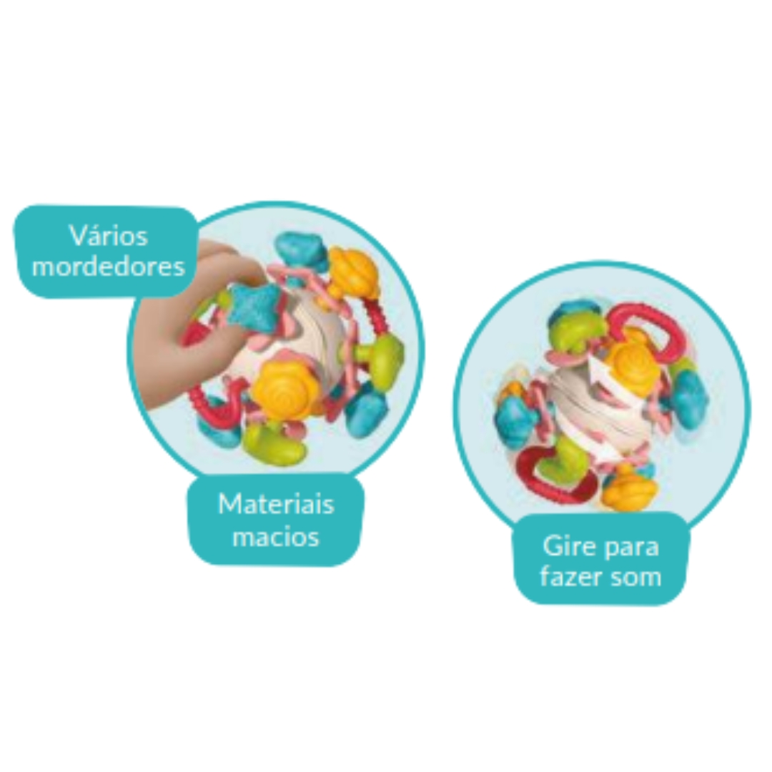 Chocalho Educativo Multissensorial 4 em 1 Bola Divertida ZP01312