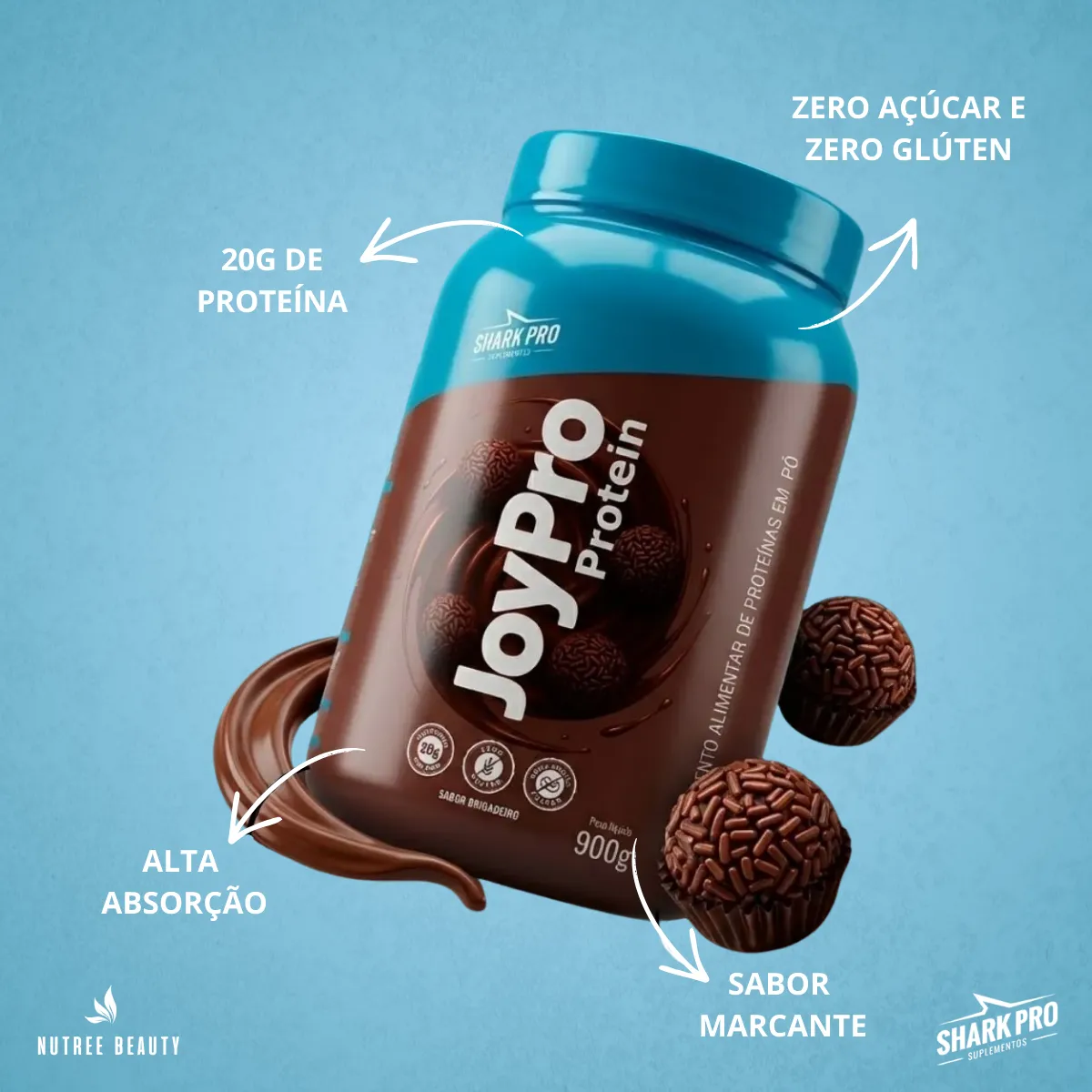 Whey Joypro Protein 900g Crescimento Muscular Shark Pro - Natural Zone