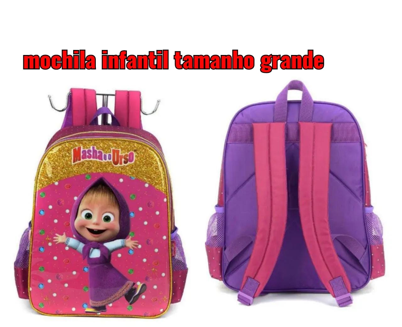 mochila infantil feminina masha urso - planejemix magazzine