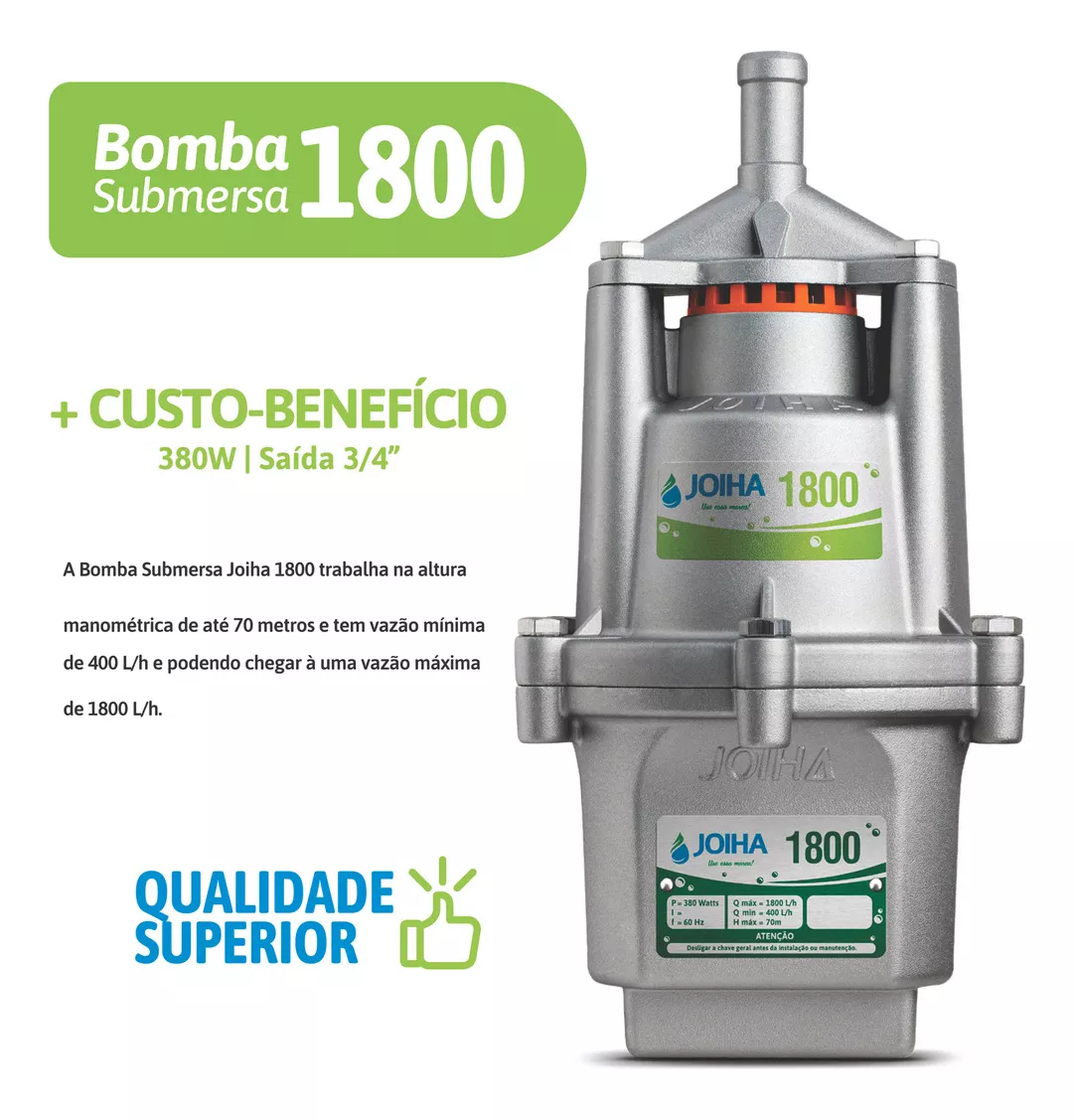 BOMBA JOIHA 1800 - 220 V - Automação industrial e venda de motores