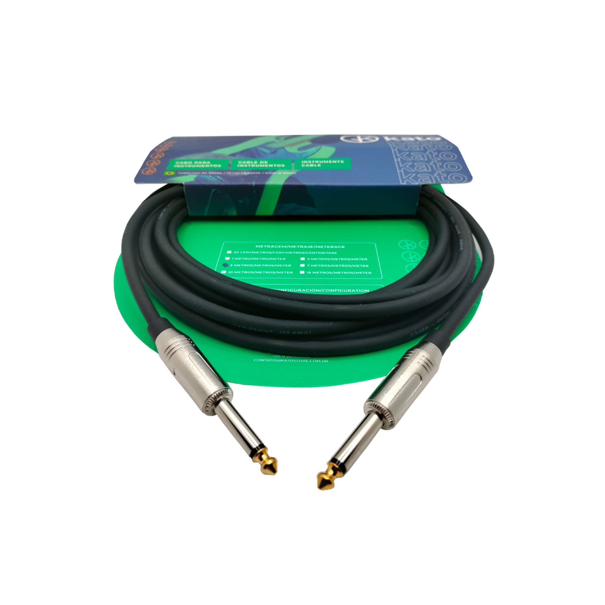 Cabo P10 para Guitarra e Instrumentos Kato P10 (M) / P10(M) Preto 10 m ...