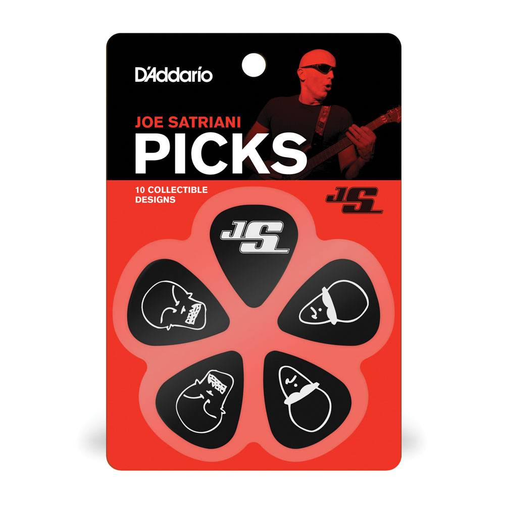 Planet Waves Joe Satriani Pack 10 Médiators Medium 0.71 Mm - Celluloïd Noir Motif Argent - Collector Guitar Picks