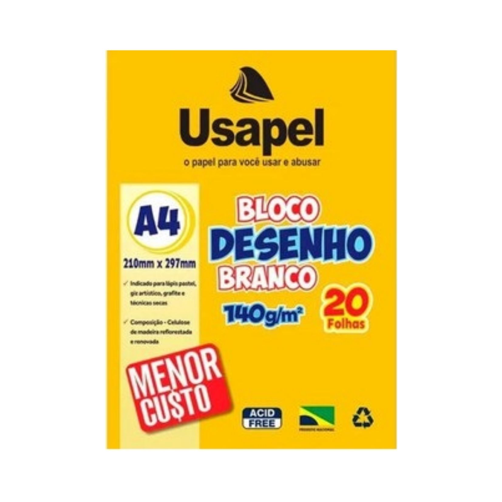 Bloco De Desenho 140g Usapel 20 Folhas Br 1367