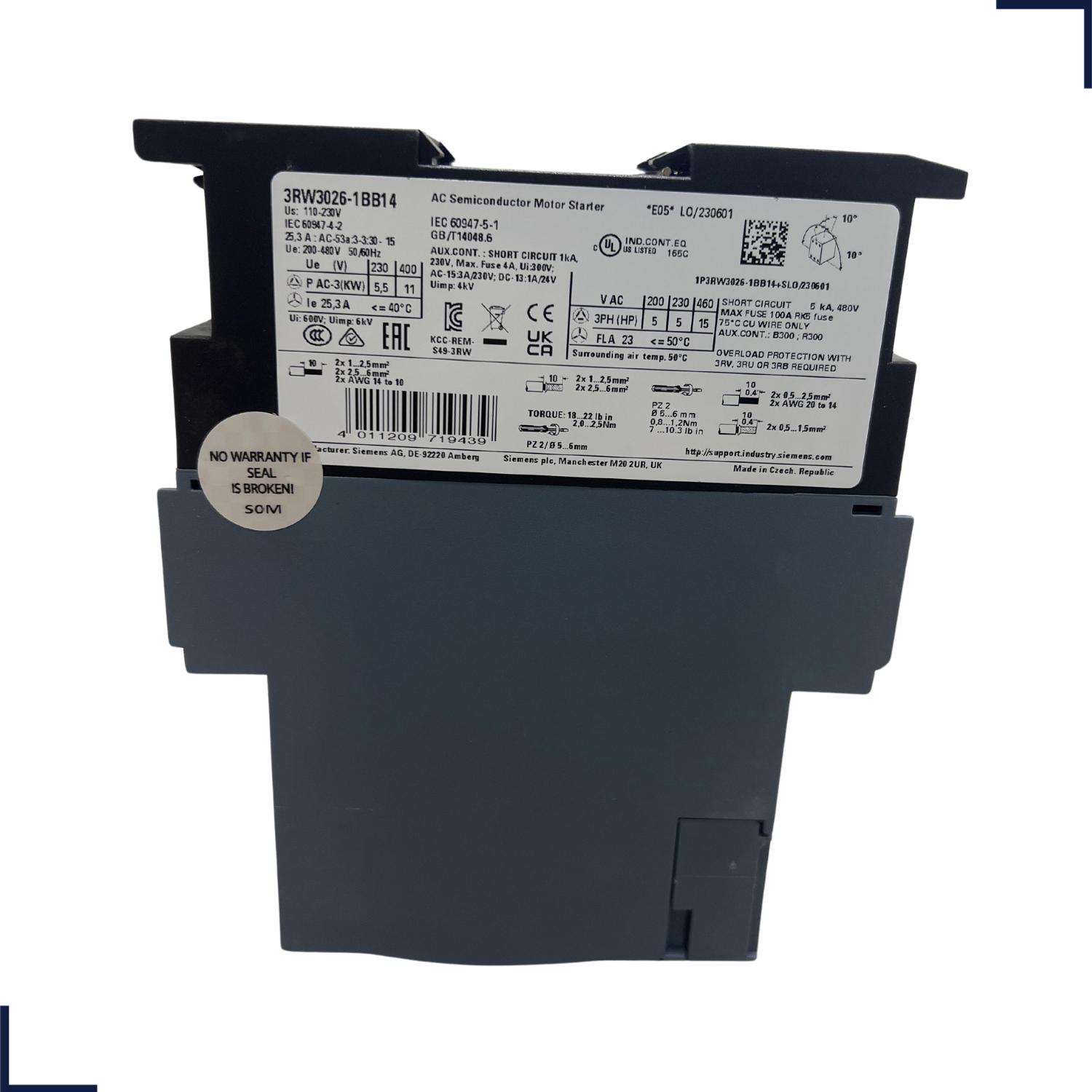 Soft Starter 3RW3026-1BB14 25A 110-220V - Lumina Soluções