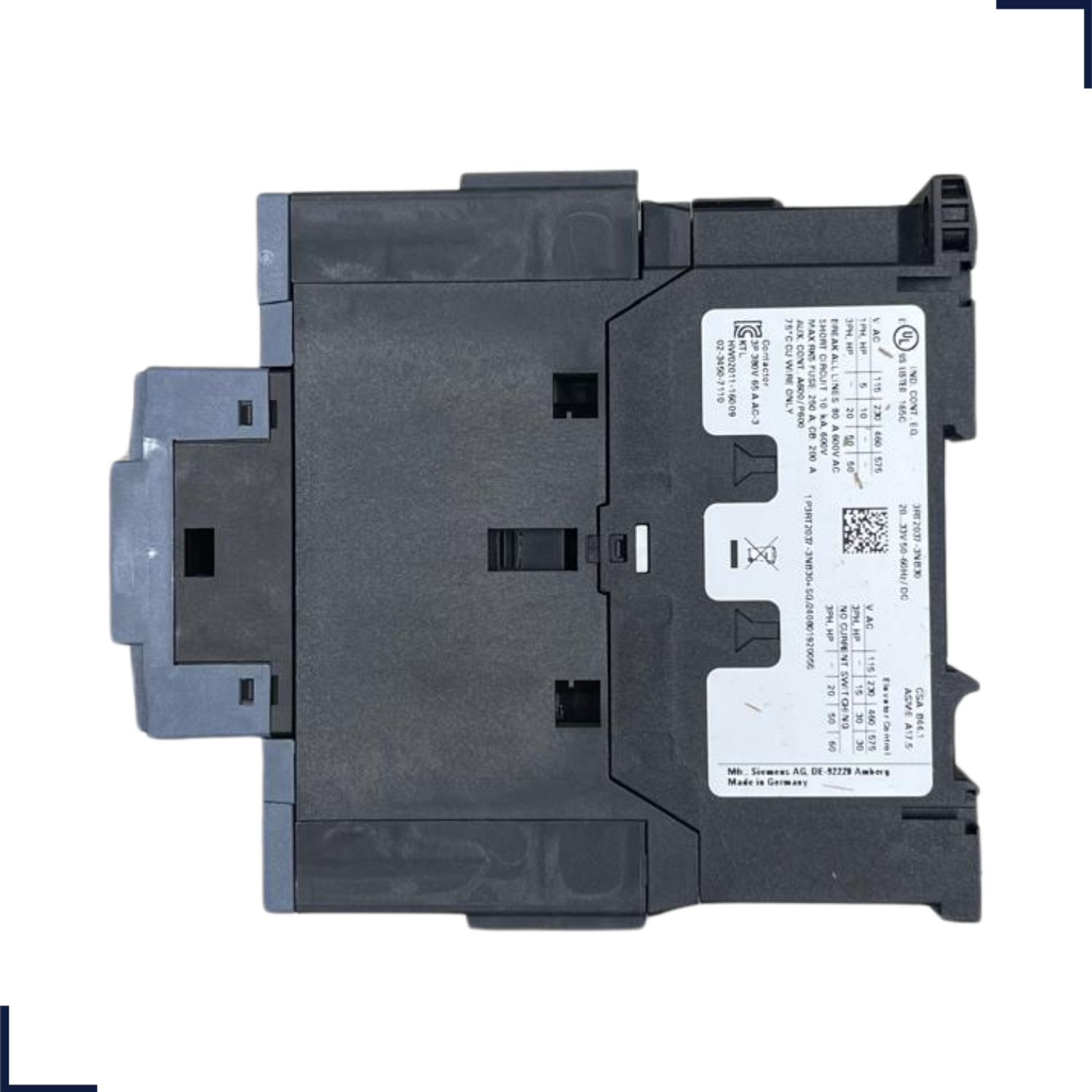 Contator Tripolar 65A 2033VCA 1NA+1NF 3RT20373NB30 - Siemens