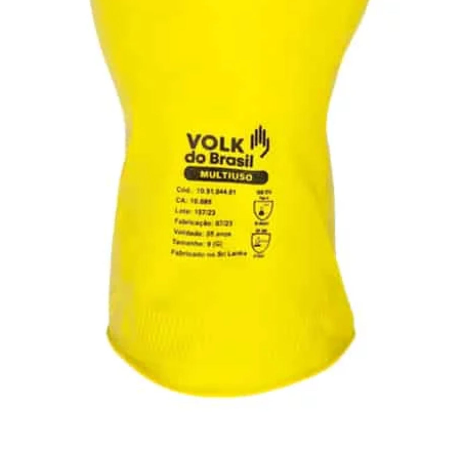 Luva Látex Multiuso Amarela CA10695 - Volk - Lumina Soluções