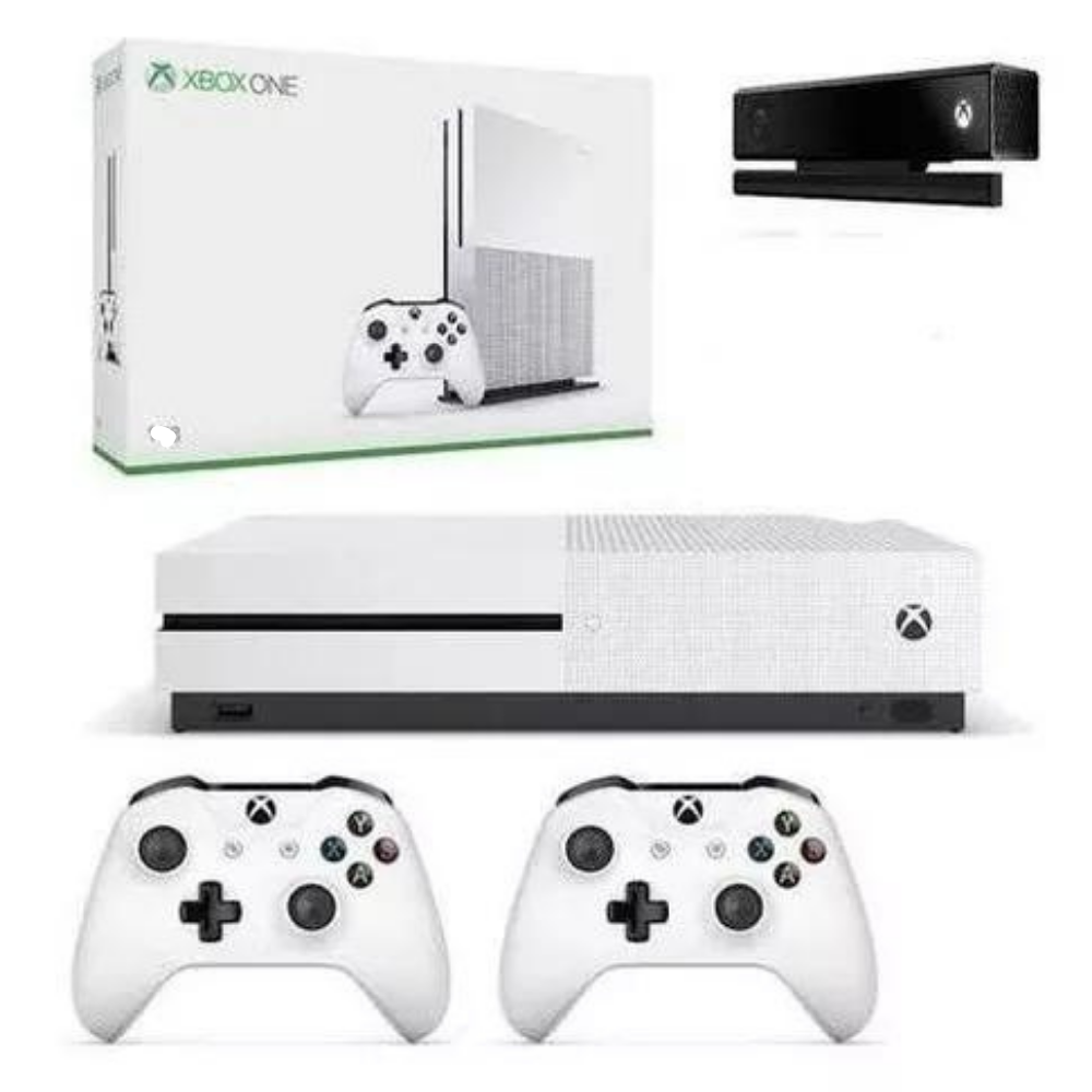 Xbox One S Completo 4K Bivolt + 2 Controles Xbox Wireless+ Sensor Kinect +  10 jogos / Frete Grátis !!