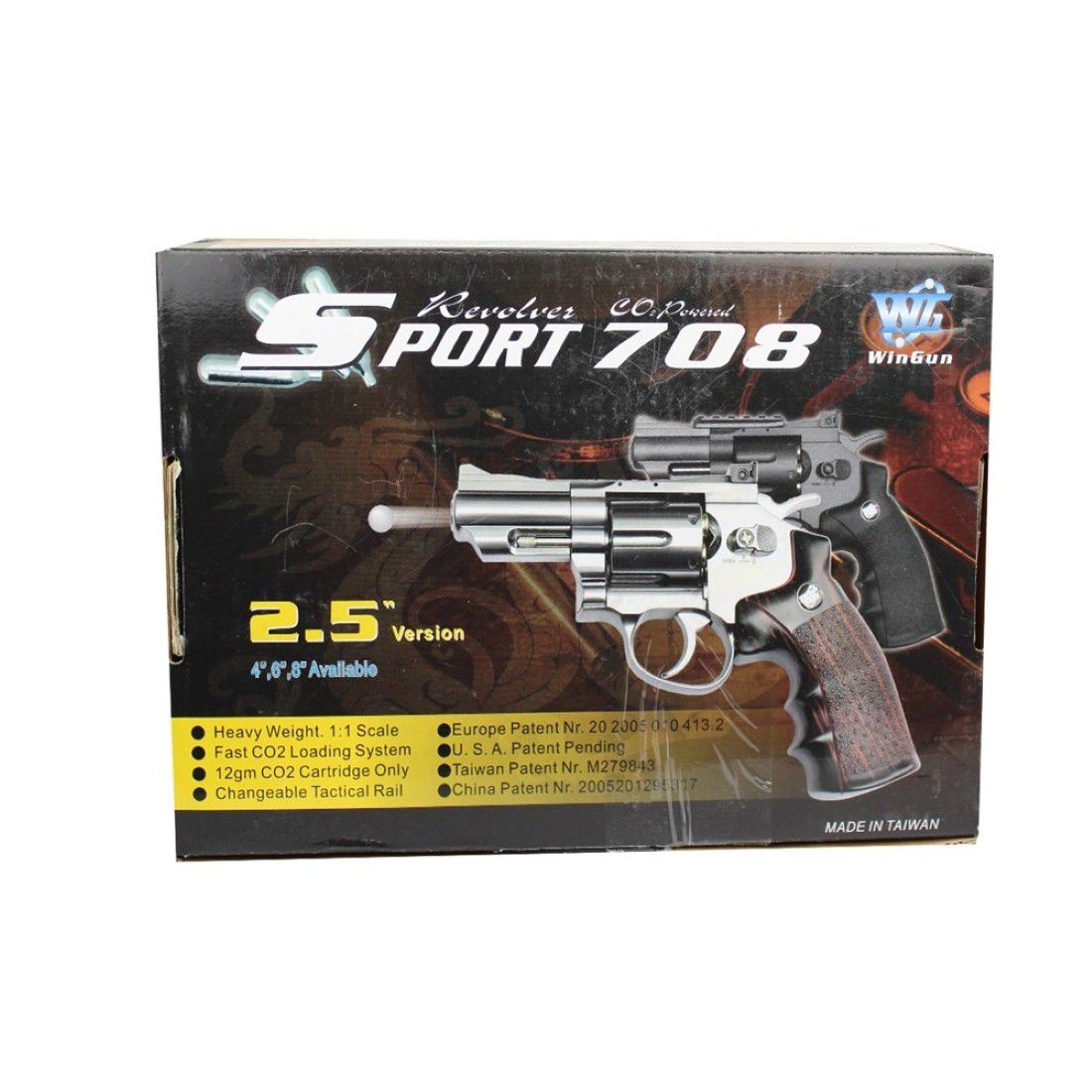 Revólver de Pressão CO2 Win Gun 708S Cromado 4.5mm + Case Maleta