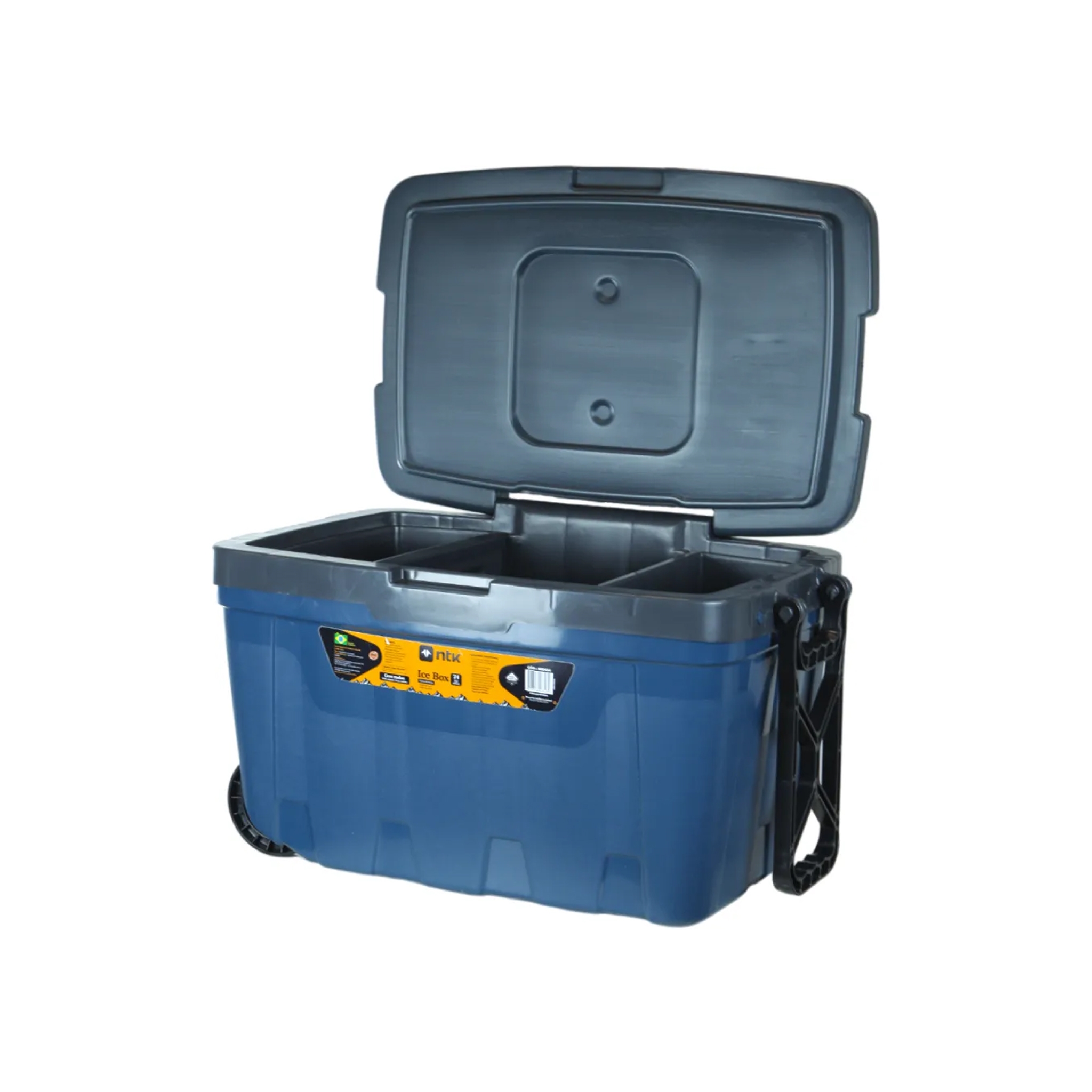 Caixa Térmica Cooler Ice Box Com Rodas 54L Cinza Azul - NTK
